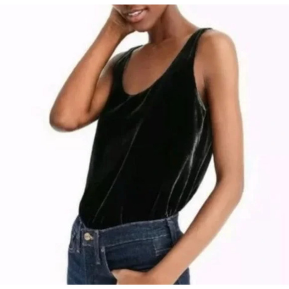 J Crew NWT Velvet Tank Top in Black fully lined Sz 14 - Picture 1 of 6